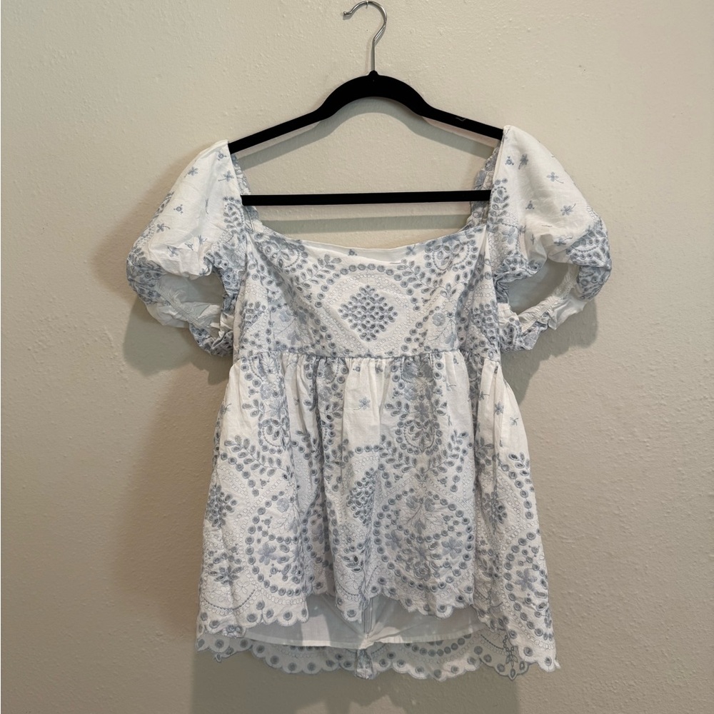 Antonio Melani Born on Fifth Constance Embroidered Eyelet Puff Sleeve Blouse 12